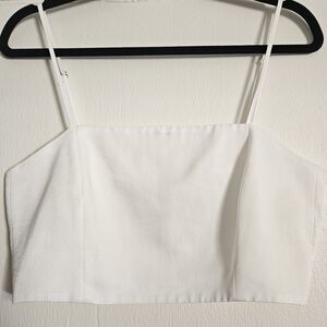 ZARA - White Square Neck Crop Tank Top
